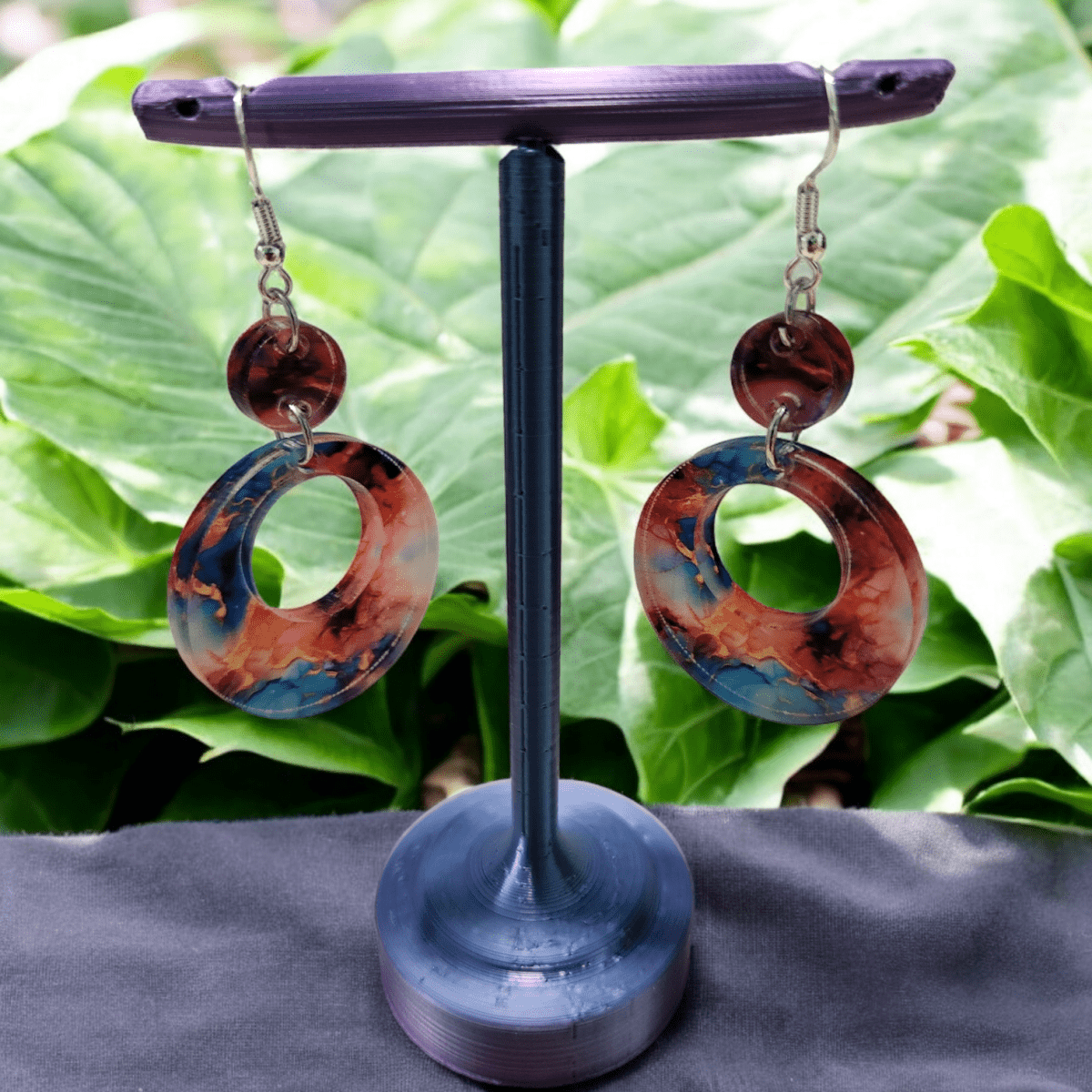Alcohol Ink Acrylic Dangle Earrings - Hand Designed Artistry - Dangle Earring - Charm and Char
