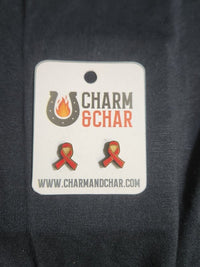 Thumbnail for Awareness Ribbon Wood Stud Earrings - Lifestyle Fashion Earring - Stud Earring - Charm and Char