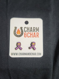 Thumbnail for Awareness Ribbon Wood Stud Earrings - Lifestyle Fashion Earring - Stud Earring - Charm and Char