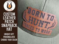 Thumbnail for Born to Hunt Forced to Work Leather Patch Trucker Hats - Classic Colors - Trucker Hat - Charm and Char