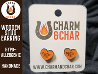 Thumbnail for Candy Heart Wood Stud Earrings - Valentine's Day Fashion Earring - Stud Earring - Charm and Char