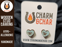 Thumbnail for Candy Heart Wood Stud Earrings - Valentine's Day Fashion Earring - Stud Earring - Charm and Char