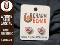 Thumbnail for Candy Heart Wood Stud Earrings - Valentine's Day Fashion Earring - Stud Earring - Charm and Char
