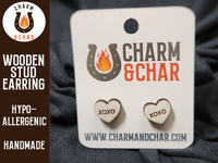 Thumbnail for Candy Heart Wood Stud Earrings - Valentine's Day Fashion Earring - Stud Earring - Charm and Char