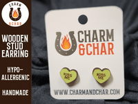 Thumbnail for Candy Heart Wood Stud Earrings - Valentine's Day Fashion Earring - Stud Earring - Charm and Char