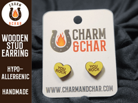 Thumbnail for Candy Heart Wood Stud Earrings - Valentine's Day Fashion Earring - Stud Earring - Charm and Char