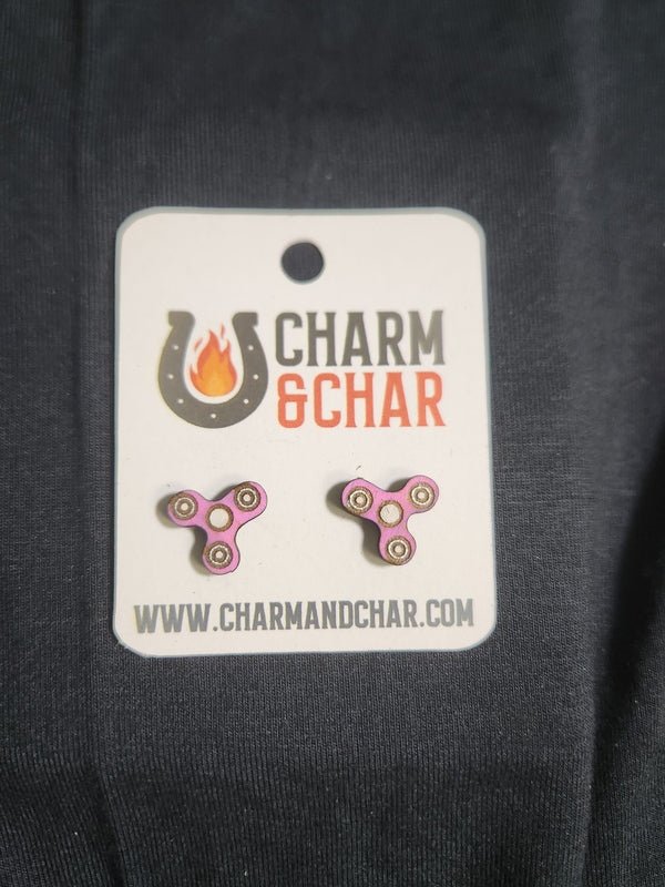 Fidget Spinner Wood Stud Earrings - Lifestyle Fashion Earring - Stud Earring - Charm and Char