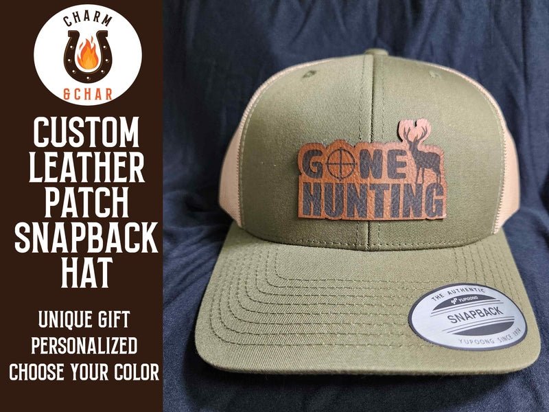 Gone Hunting Leather Patch Trucker Hats - Classic Colors - Trucker Hat - Charm and Char