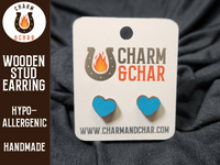 Thumbnail for Heart Wood Stud Earrings - Valentine's Day Fashion Earring - Stud Earring - Charm and Char