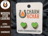 Thumbnail for Heart Wood Stud Earrings - Valentine's Day Fashion Earring - Stud Earring - Charm and Char
