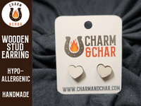 Thumbnail for Heart Wood Stud Earrings - Valentine's Day Fashion Earring - Stud Earring - Charm and Char