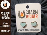 Thumbnail for Heart Wood Stud Earrings - Valentine's Day Fashion Earring - Stud Earring - Charm and Char