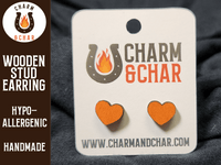 Thumbnail for Heart Wood Stud Earrings - Valentine's Day Fashion Earring - Stud Earring - Charm and Char