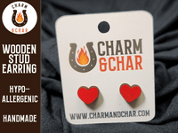 Thumbnail for Heart Wood Stud Earrings - Valentine's Day Fashion Earring - Stud Earring - Charm and Char