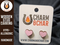 Thumbnail for Heart Wood Stud Earrings - Valentine's Day Fashion Earring - Stud Earring - Charm and Char