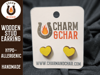 Thumbnail for Heart Wood Stud Earrings - Valentine's Day Fashion Earring - Stud Earring - Charm and Char