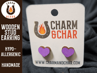 Thumbnail for Heart Wood Stud Earrings - Valentine's Day Fashion Earring - Stud Earring - Charm and Char