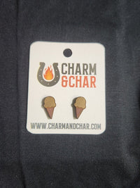 Thumbnail for Ice Cream Cone Wood Stud Earrings - Dessert Fashion Earring - Stud Earring - Charm and Char