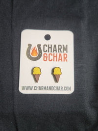 Thumbnail for Ice Cream Cone Wood Stud Earrings - Dessert Fashion Earring - Stud Earring - Charm and Char