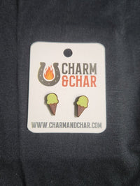 Thumbnail for Ice Cream Cone Wood Stud Earrings - Dessert Fashion Earring - Stud Earring - Charm and Char