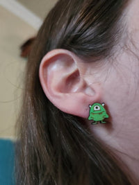 Thumbnail for Monster Wood Stud Earrings - Animal Fashion Earring - Stud Earring - Charm and Char
