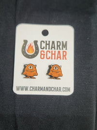 Thumbnail for Monster Wood Stud Earrings - Animal Fashion Earring - Stud Earring - Charm and Char