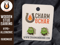 Thumbnail for Monster Wood Stud Earrings - Animal Fashion Earring - Stud Earring - Charm and Char