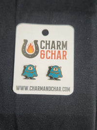Thumbnail for Monster Wood Stud Earrings - Animal Fashion Earring - Stud Earring - Charm and Char