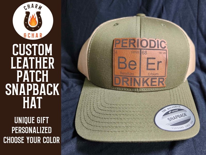 Periodic Beer Drinker Leather Patch Trucker Hats - Classic Colors - Trucker Hat - Charm and Char