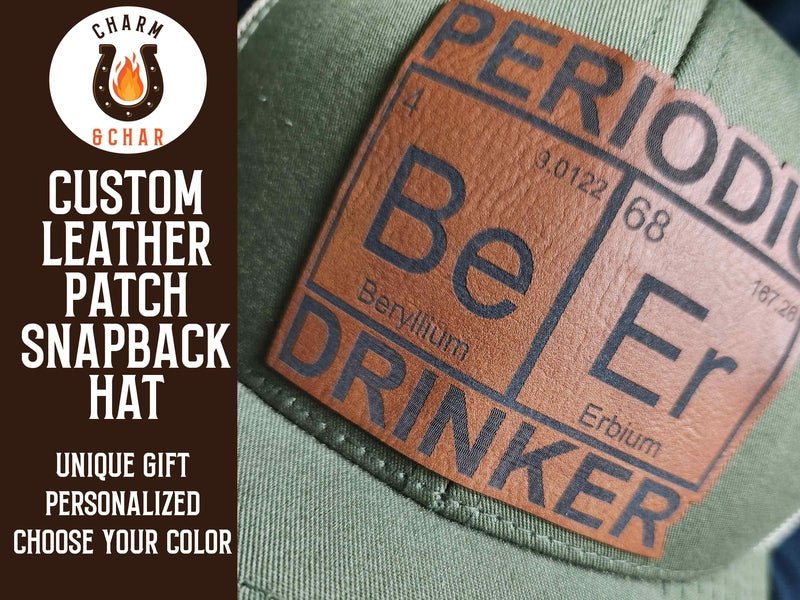 Periodic Beer Drinker Leather Patch Trucker Hats - Classic Colors - Trucker Hat - Charm and Char
