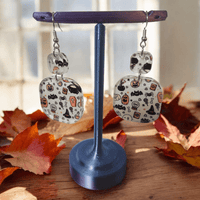 Thumbnail for Pink Halloween Acrylic Dangle Earrings - Unique Hand Designed Jewelry - Dangle Earring - Charm and Char