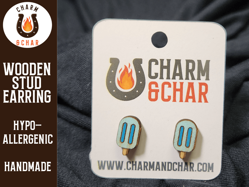 Popsicle Wood Stud Earrings - Dessert Fashion Earring - Stud Earring - Charm and Char