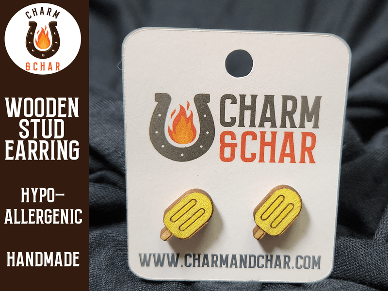 Popsicle Wood Stud Earrings - Dessert Fashion Earring - Stud Earring - Charm and Char