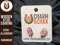 Thumbnail for Popsicle Wood Stud Earrings - Dessert Fashion Earring - Stud Earring - Charm and Char