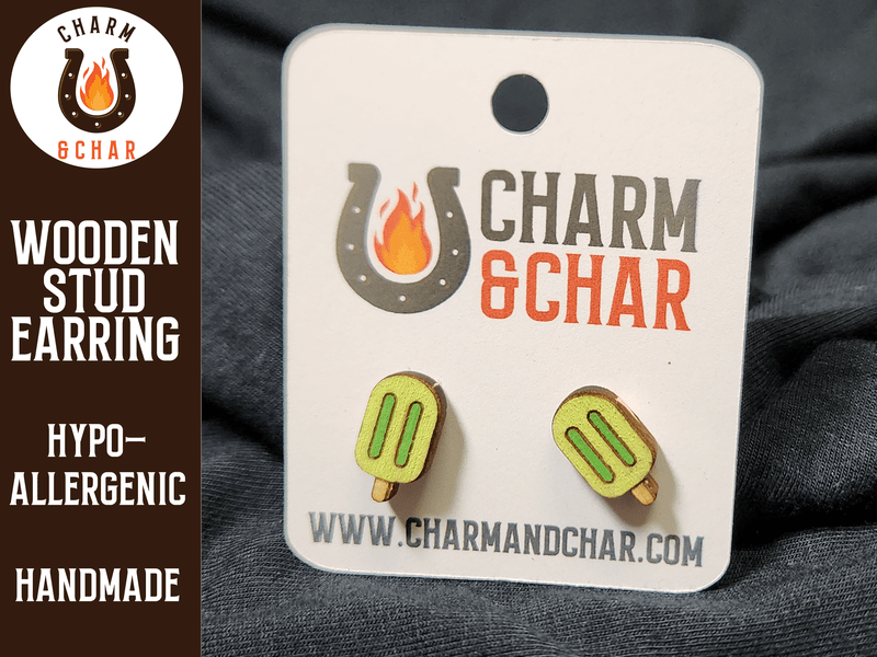 Popsicle Wood Stud Earrings - Dessert Fashion Earring - Stud Earring - Charm and Char