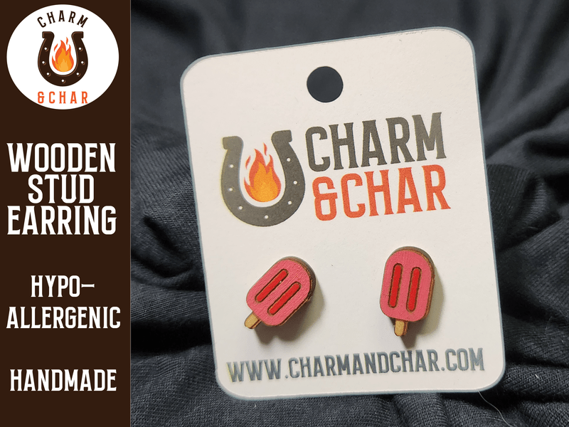 Popsicle Wood Stud Earrings - Dessert Fashion Earring - Stud Earring - Charm and Char