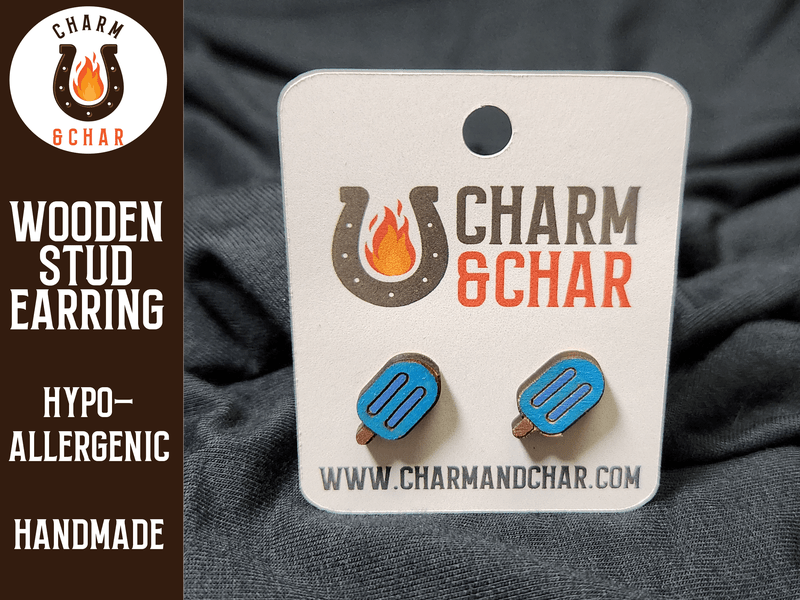 Popsicle Wood Stud Earrings - Dessert Fashion Earring - Stud Earring - Charm and Char