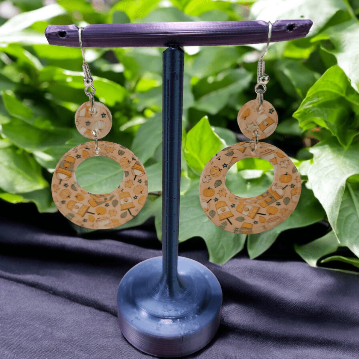 Pumpkin Spice Acrylic Dangle Earrings - Hand Designed Fall Fashion - Dangle Earring - Charm and Char