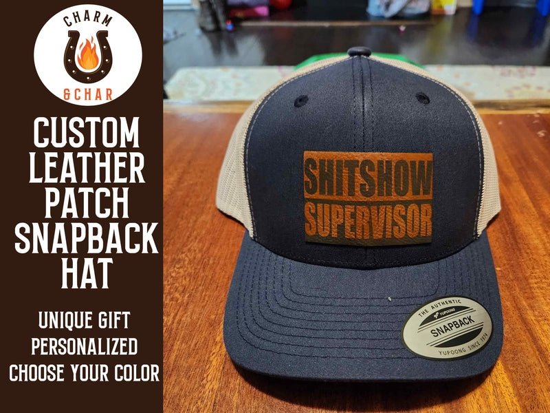 Shitshow Supervisor Leather Patch Trucker Hats - Classic Colors - Trucker Hat - Charm and Char
