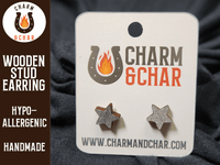 Thumbnail for Star Wood Stud Earrings - Astronomy Fashion Earring - Stud Earring - Charm and Char