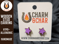 Thumbnail for Star Wood Stud Earrings - Astronomy Fashion Earring - Stud Earring - Charm and Char