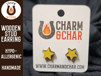 Thumbnail for Star Wood Stud Earrings - Astronomy Fashion Earring - Stud Earring - Charm and Char