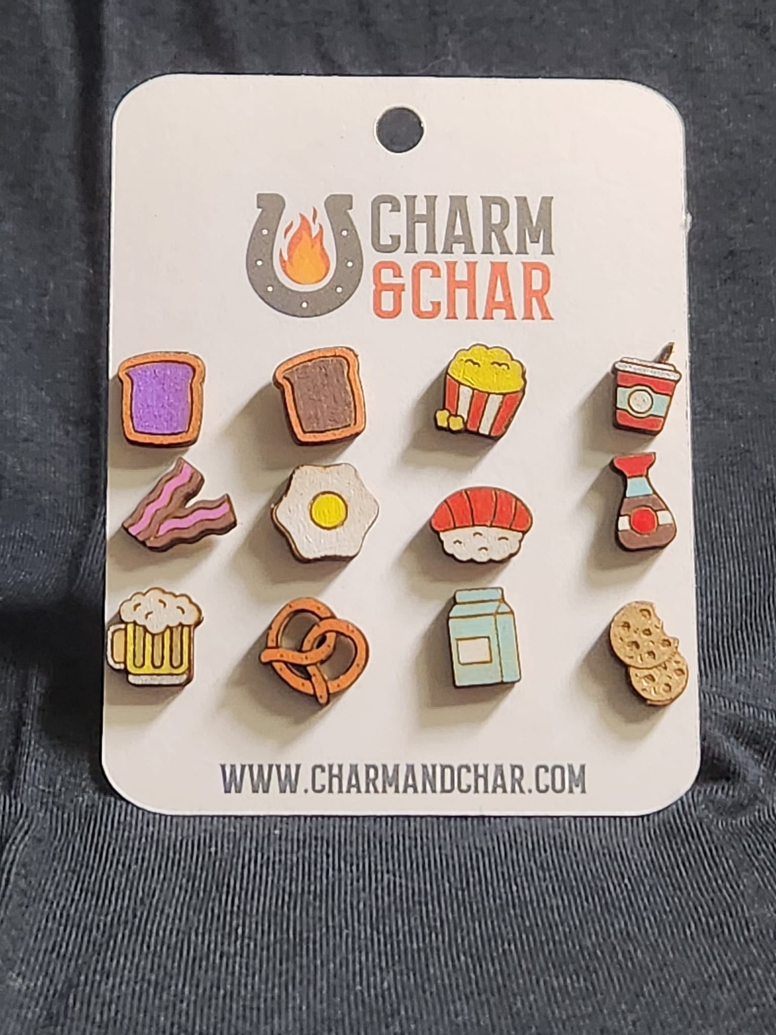 Discover the Cutest Stud Earrings: Hand-Painted Wood Designs from Charm and Char