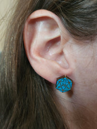 Thumbnail for D20 Dice Wood Stud Earrings - Lifestyle Fashion Earring