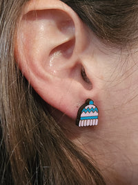 Thumbnail for Winter Hat Wood Stud Earrings - Winter Fashion Earring