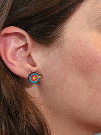 Thumbnail for Archery Target Wood Stud Earrings - Sports Fashion Earring