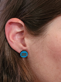 Thumbnail for Aquarius Wood Stud Earrings - Zodiac Fashion Earring