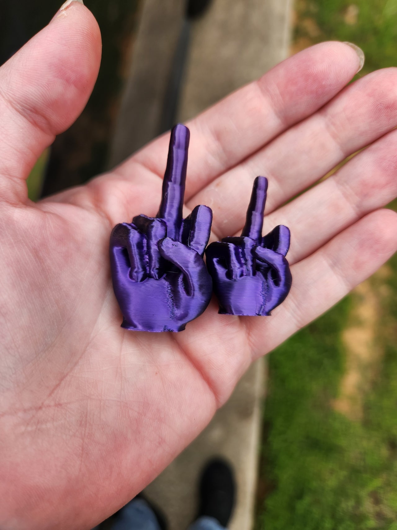 3D Printed Middle Finger Tire Caps