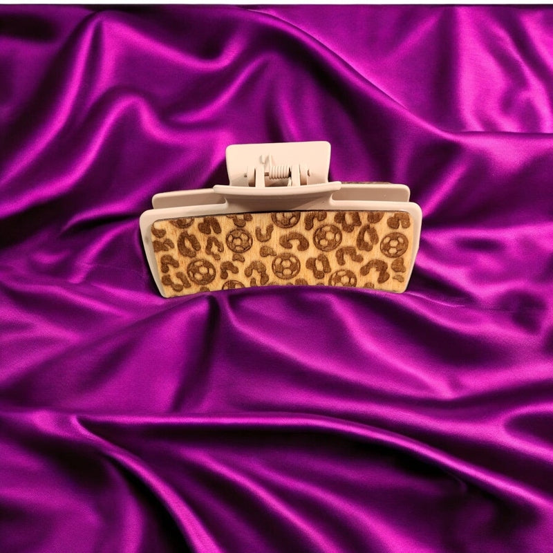 Large Soccer Cheetah Print Claw Clip