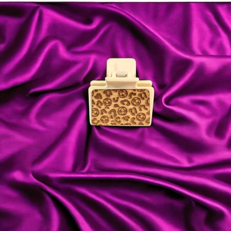 Small Soccer Cheetah Print Hair Claw Clip